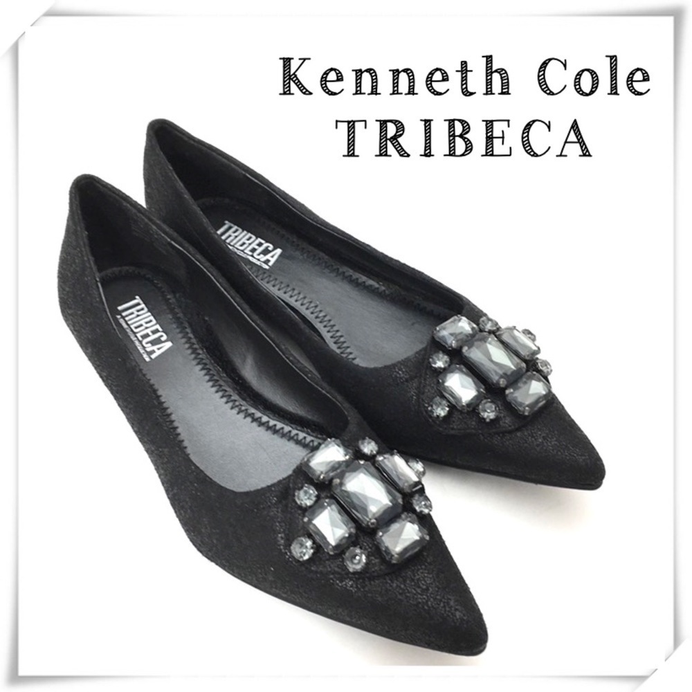Kenneth Cole Tribeca Jewelry Pointed toe Ballet Flat Black